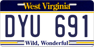 WV license plate DYU691