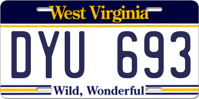 WV license plate DYU693