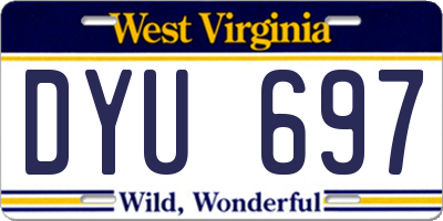 WV license plate DYU697