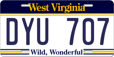 WV license plate DYU707