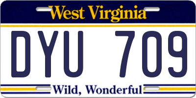 WV license plate DYU709