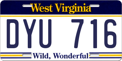 WV license plate DYU716