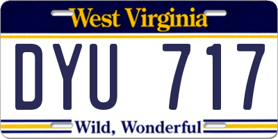 WV license plate DYU717