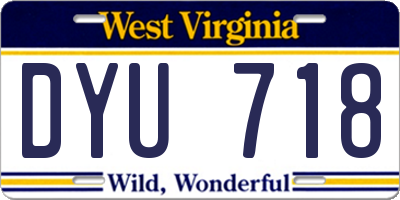 WV license plate DYU718