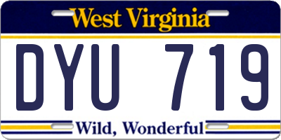 WV license plate DYU719