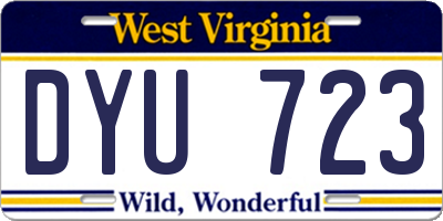 WV license plate DYU723