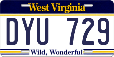 WV license plate DYU729