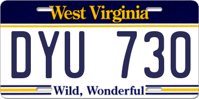 WV license plate DYU730