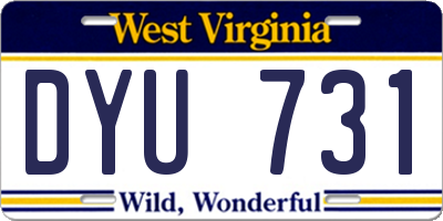 WV license plate DYU731