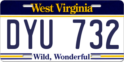 WV license plate DYU732