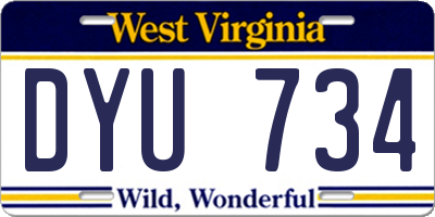 WV license plate DYU734