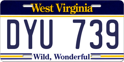 WV license plate DYU739