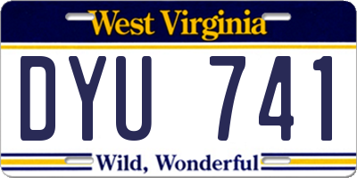 WV license plate DYU741