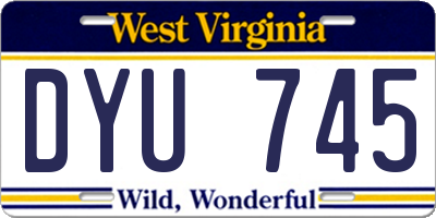 WV license plate DYU745
