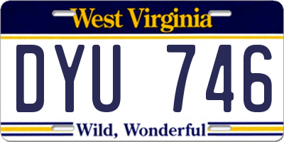 WV license plate DYU746