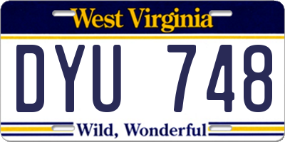 WV license plate DYU748