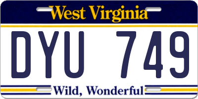 WV license plate DYU749