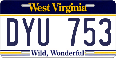 WV license plate DYU753