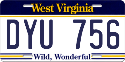 WV license plate DYU756