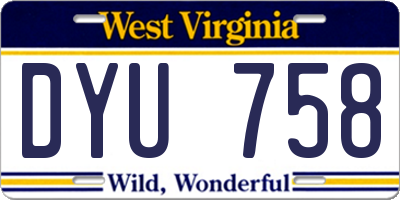 WV license plate DYU758