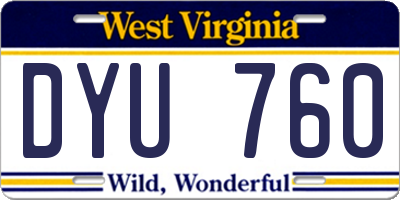 WV license plate DYU760