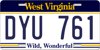WV license plate DYU761