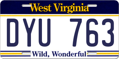 WV license plate DYU763
