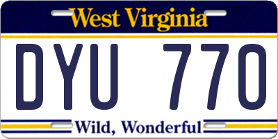 WV license plate DYU770