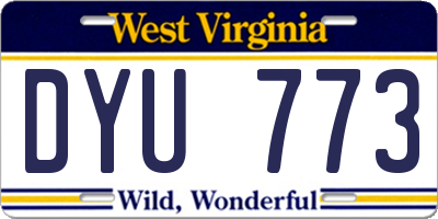 WV license plate DYU773