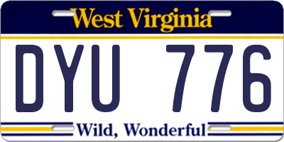 WV license plate DYU776
