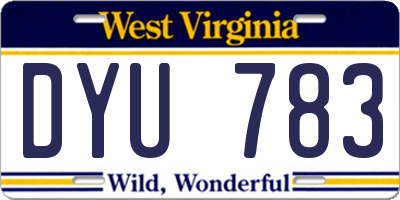 WV license plate DYU783