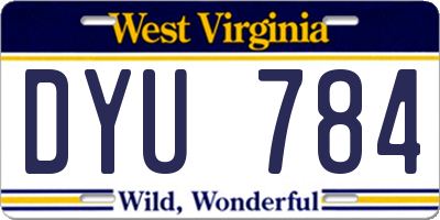 WV license plate DYU784