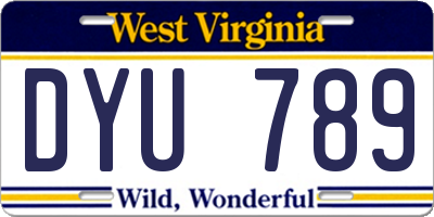WV license plate DYU789