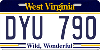 WV license plate DYU790