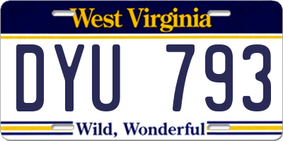 WV license plate DYU793