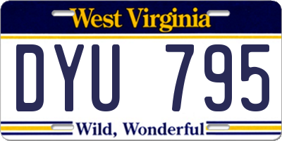 WV license plate DYU795