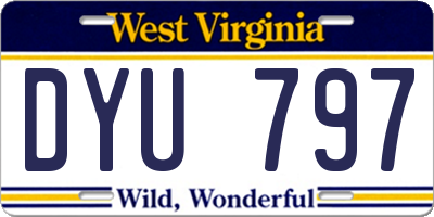 WV license plate DYU797