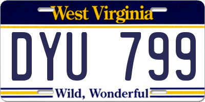 WV license plate DYU799