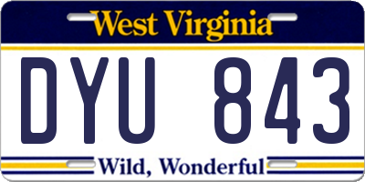 WV license plate DYU843