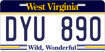 WV license plate DYU890