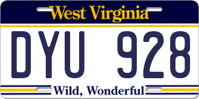WV license plate DYU928