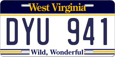 WV license plate DYU941