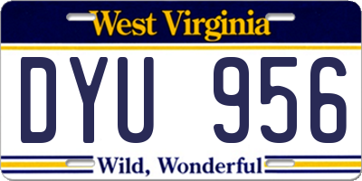 WV license plate DYU956