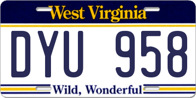 WV license plate DYU958