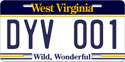 WV license plate DYV001