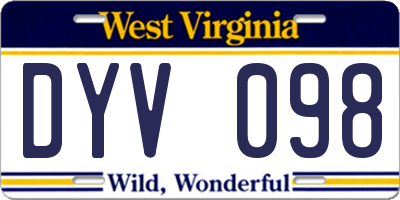 WV license plate DYV098