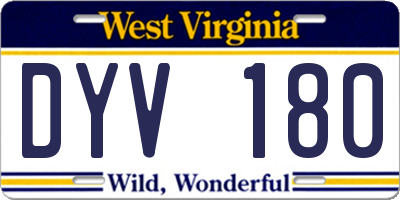 WV license plate DYV180
