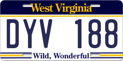 WV license plate DYV188