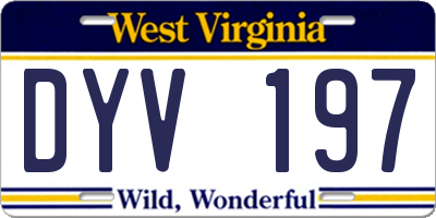 WV license plate DYV197