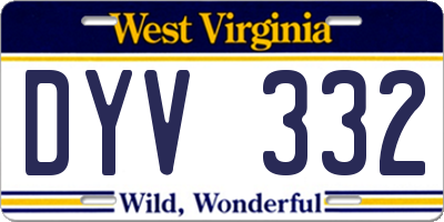 WV license plate DYV332